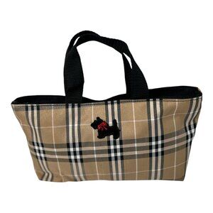 Plaid Mini Bag with Dog Motif